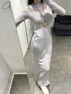 Marc Le Bihan 2842 Collection Off-the-shoulder T-shirt Long-sleeved Dress MLB-2842-H23-24-LIGHT GREY